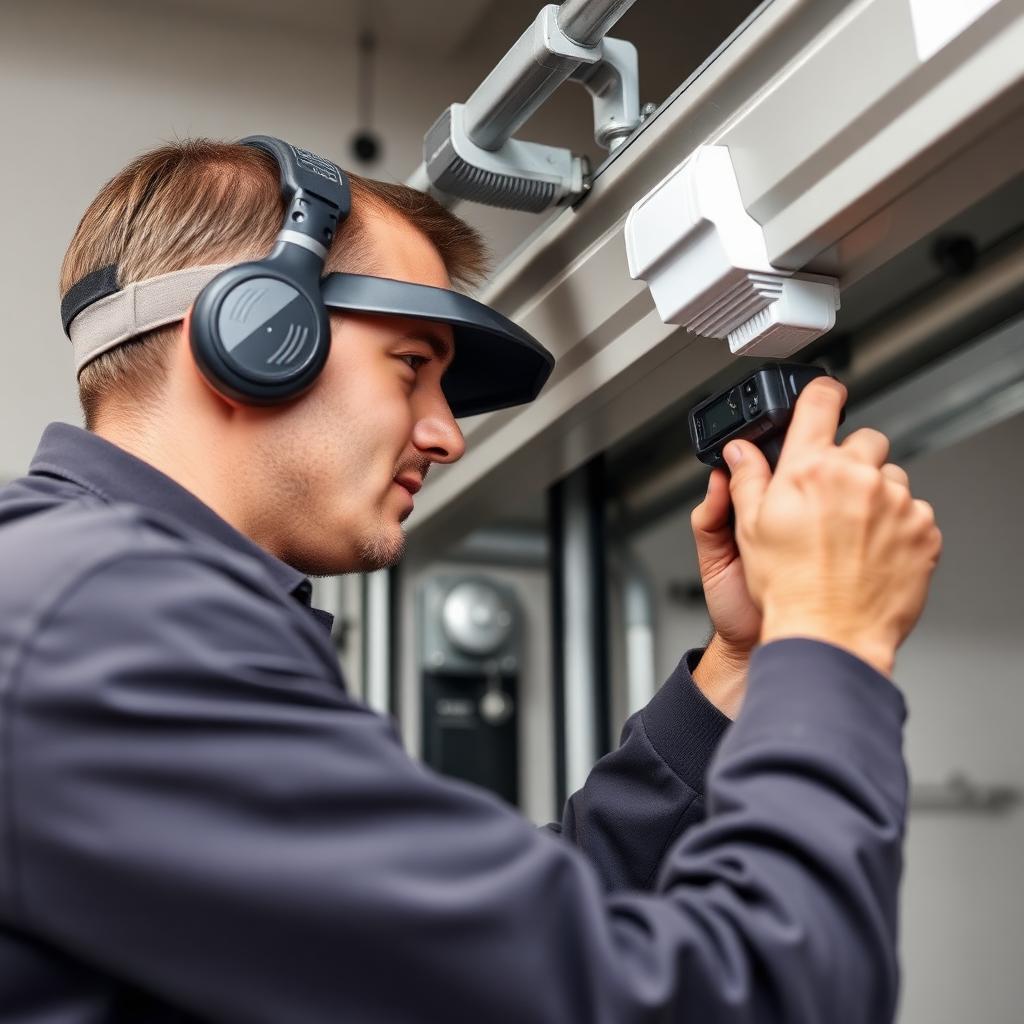 Professional garage door technician from Hayesville Garage Doors at work